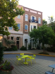 We live on the end, three story unit.  The patio is off the master and is my writing spot.