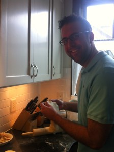 This particular dough we bought fresh at Publix--one ball makes two crusts.  