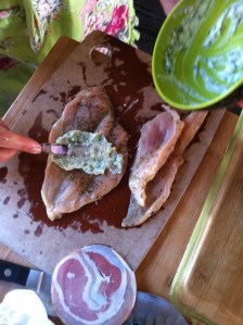 Herbed Brebis goes in the center of the chicken.