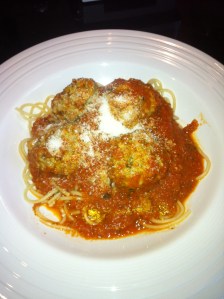 Dinner last night--Spaghetti and Meatballs.