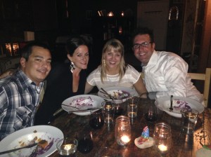 Erik, Elizabeth, Nicholas, and I at dinner.