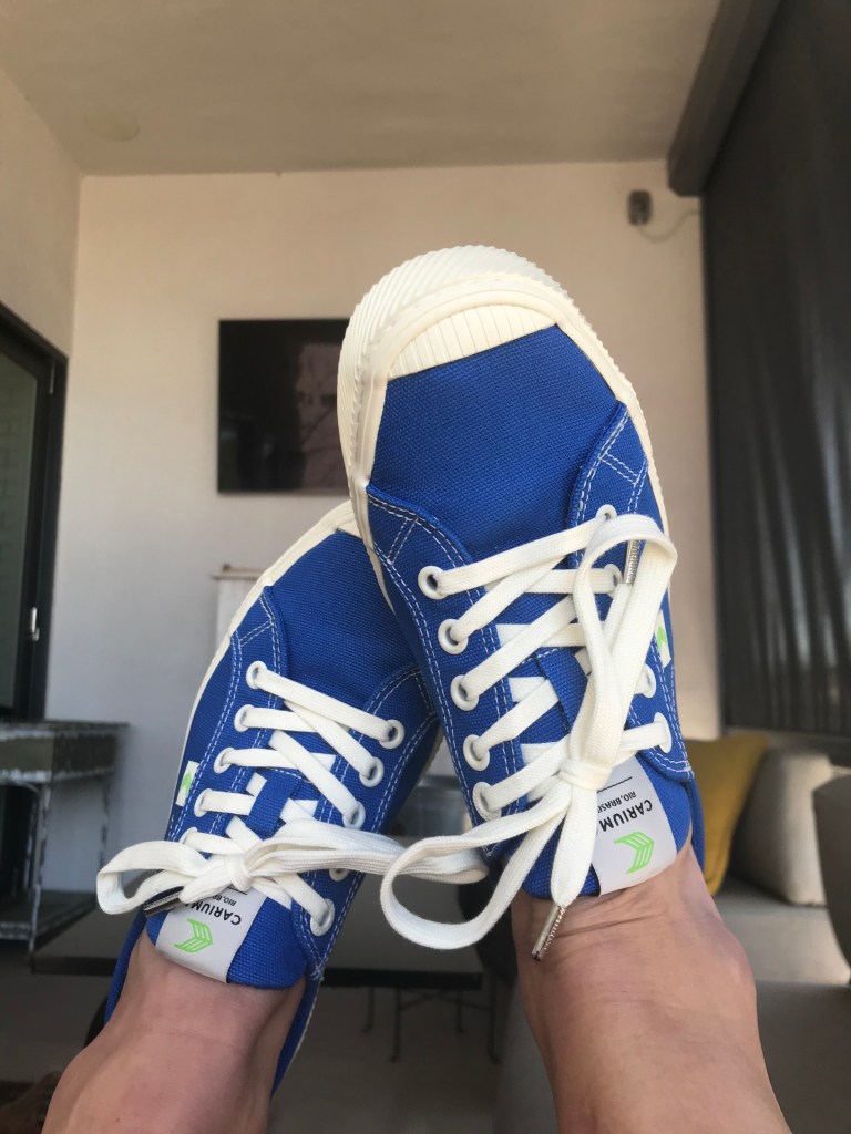 blue sneakers